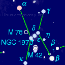 picture, constellation (Orion), sky data, sky chart, ephemerides, history, etc.