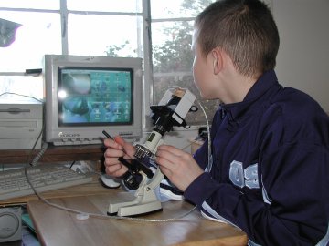 picture, Matthew with small microscope