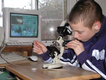 picture, Matthew with small microscope