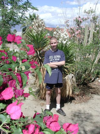 Matthew in front of the yucca.