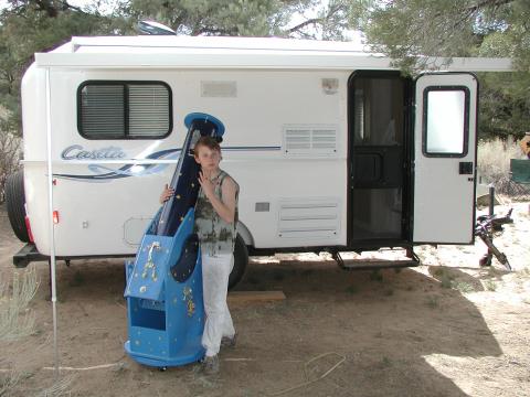 Picture, Riverside Telescope Maker Conference, our camp setting, with our telescope.
